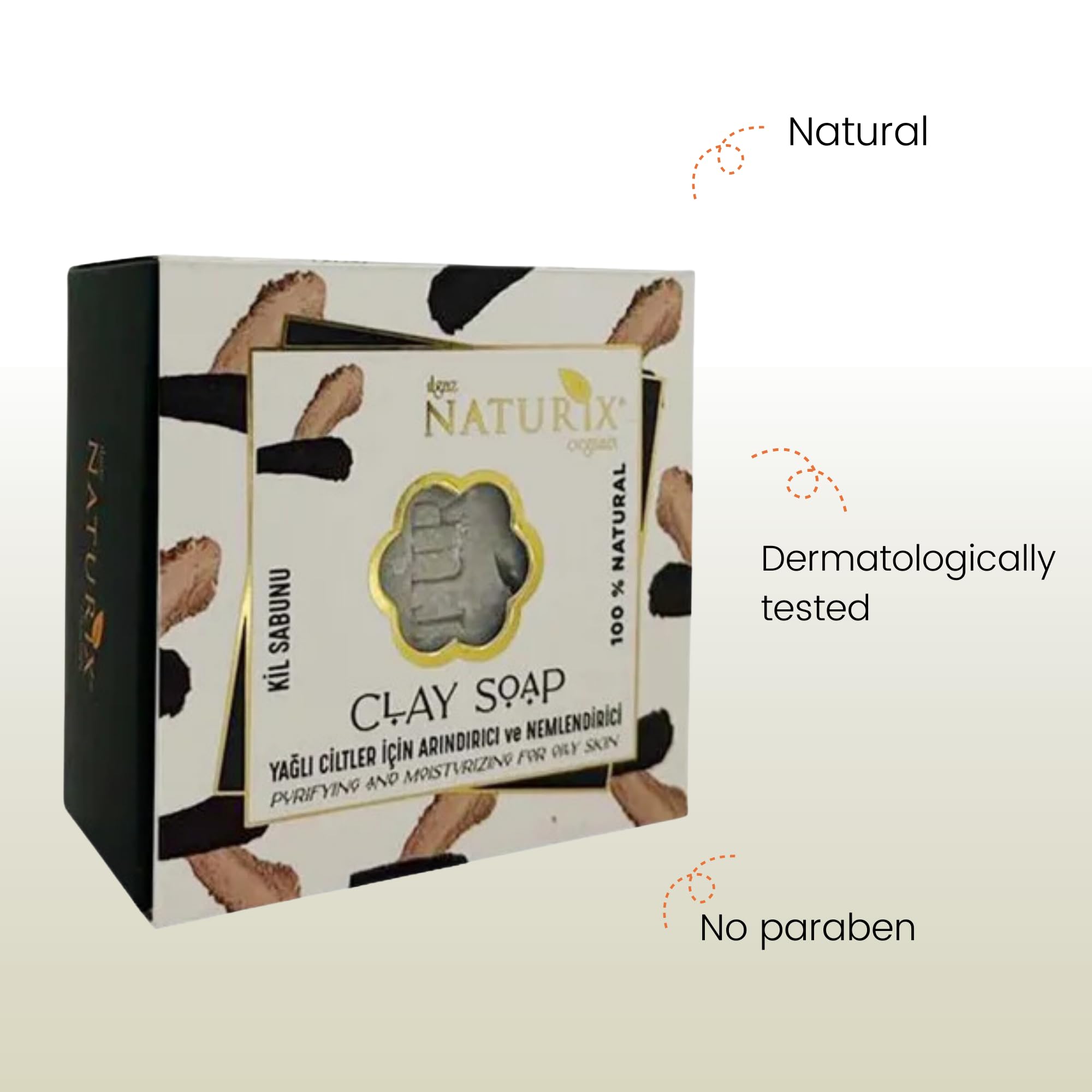 LIMOPA Organic Bar Soap Moisturizing Soap Made from Natural Oil | Hair Hand Face Body Bath Wash | Skin Care Cleanser Shampoo (Clay)